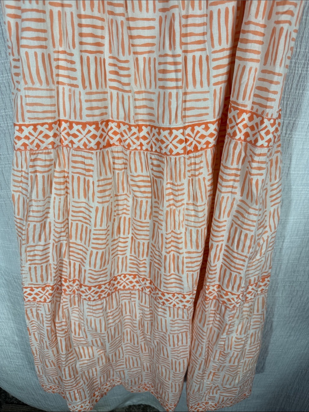 MAREA | Veranda Sleeveless Printed Maxi Dress in Melon/White, Size large - Picture 6 of 12